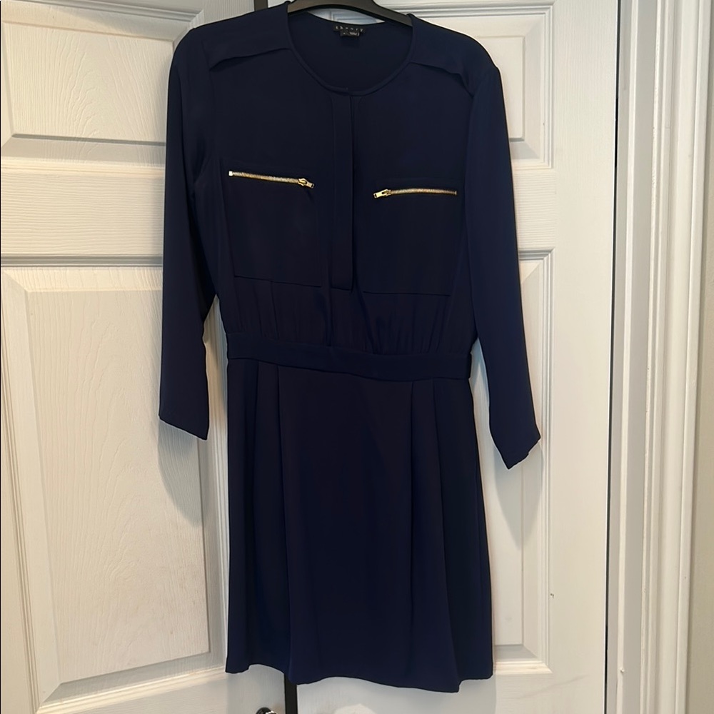 Theory navy blue silk dress size 4